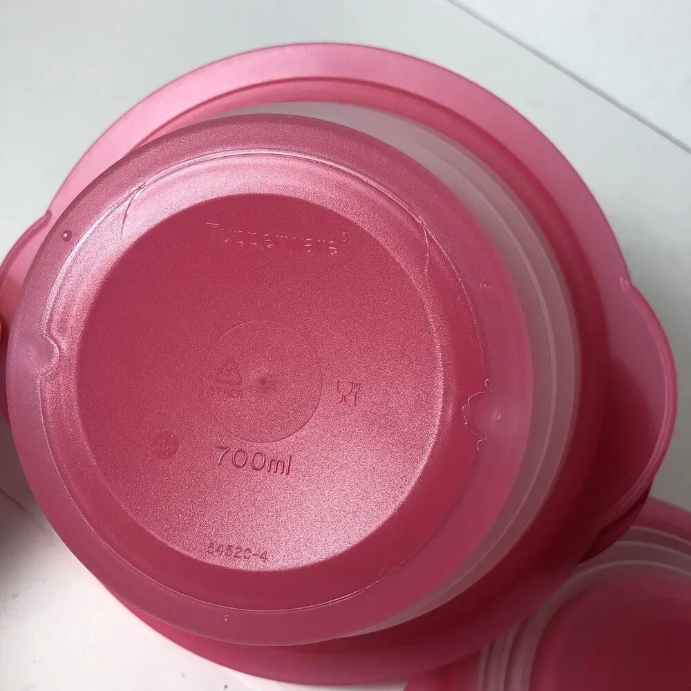 Tupperware Flat Out‎ Containers Collapsible Bowls Lot Set of 2 Pink 700 ml E1
